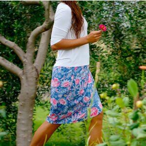RipSkirt Hawaii La Boheme Blue Floral Print Wrap Skirt Pockets Size XXL 2XL NWT